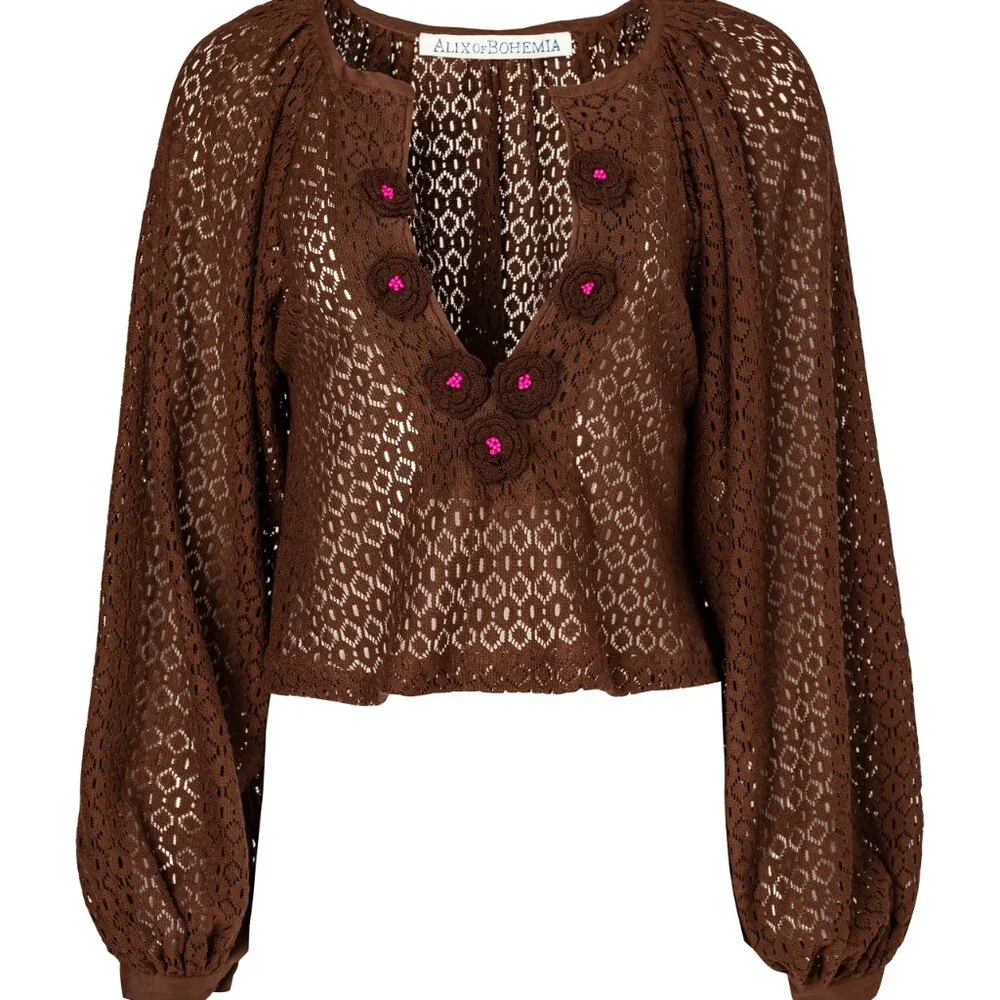 Alix of Bohemia Marlowe Cocoa Cotton Lace Top